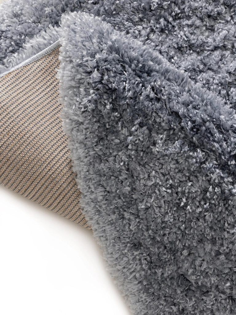 Tapis shaggy rond gris bleuté 80 cm de diamètre