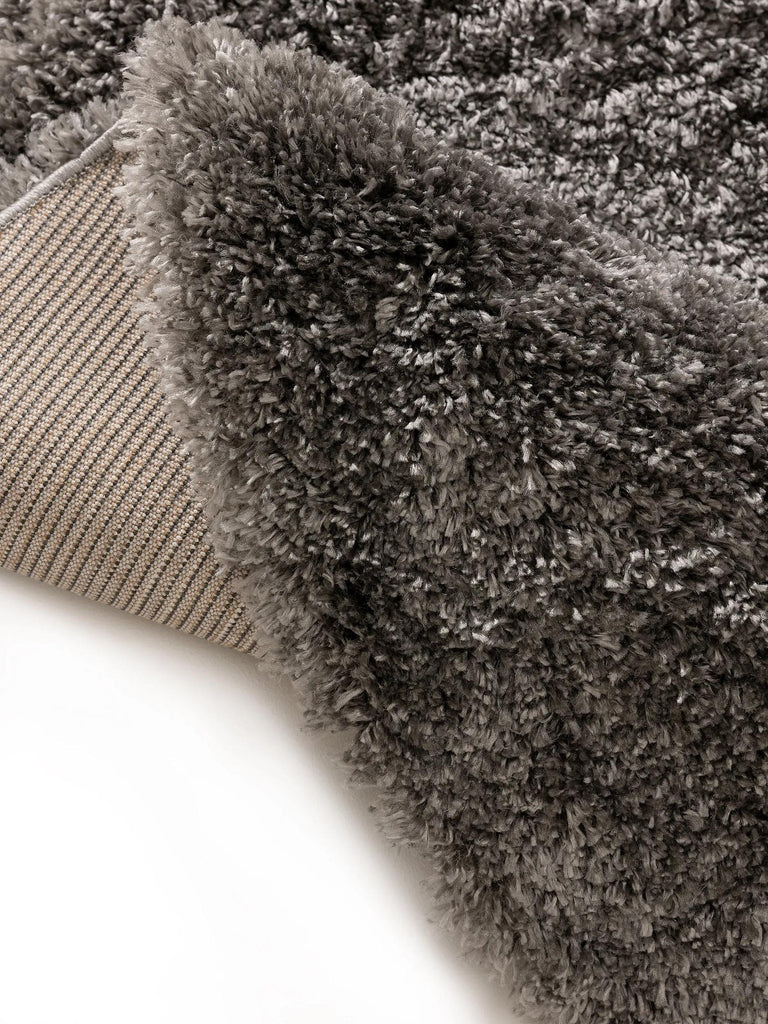 Tapis shaggy rond gris foncé 120 cm de diamètre