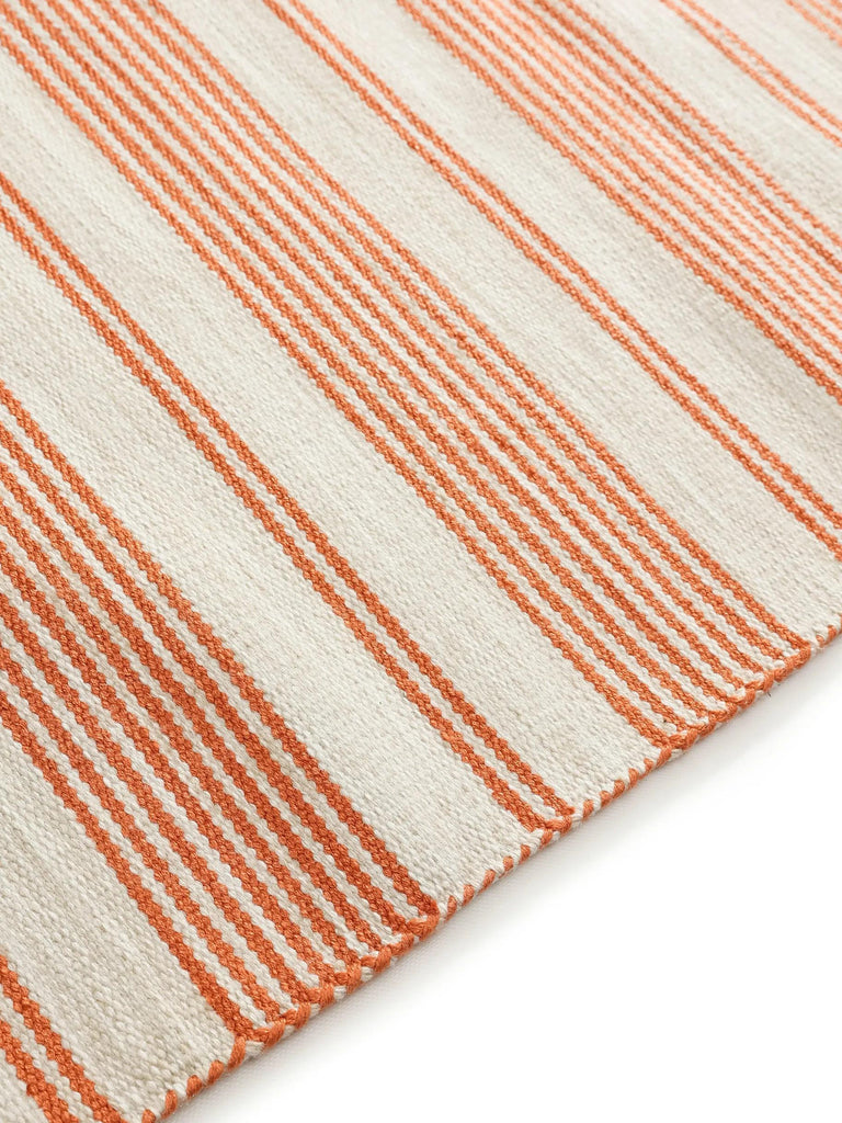 Tapis scandinave motif rayé de couloir beige et orange d'intérieur et d'extérieur 80x250 cm