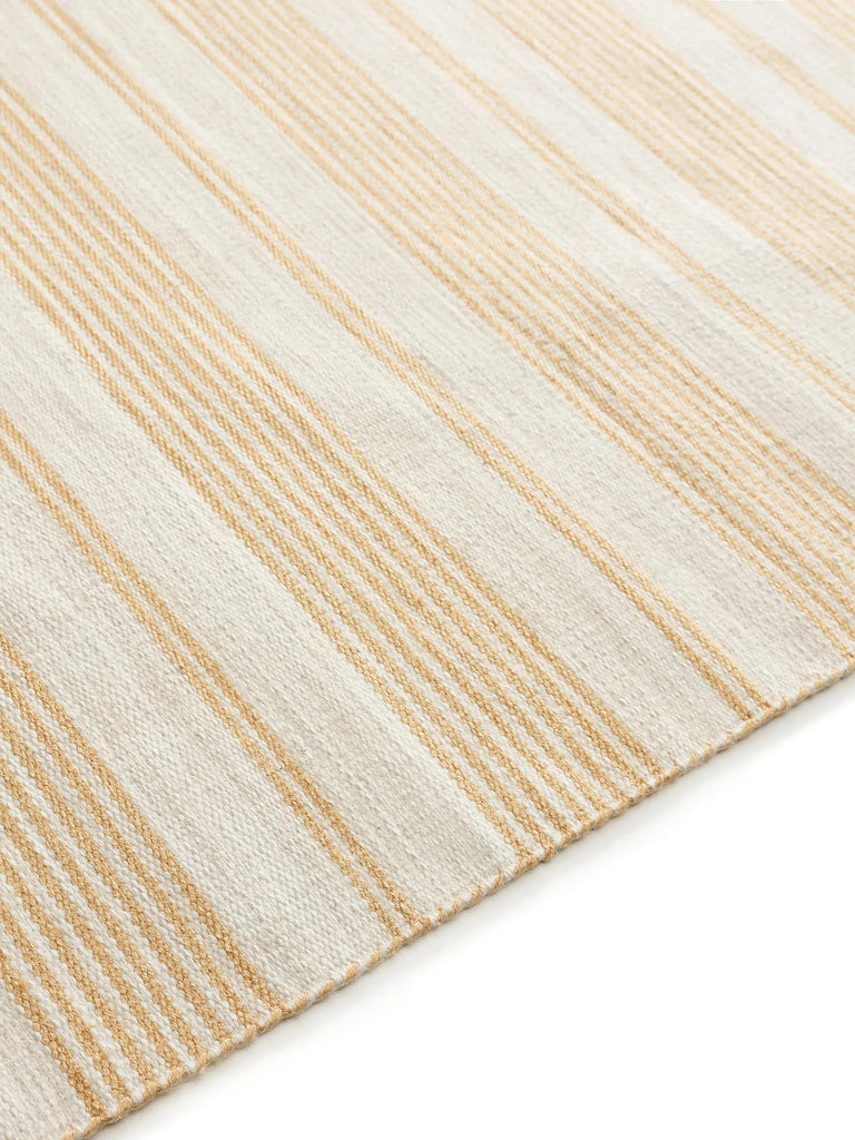 Tapis scandinave motif rayé de couloir beige et jaune d'intérieur et d'extérieur 80x250 cm