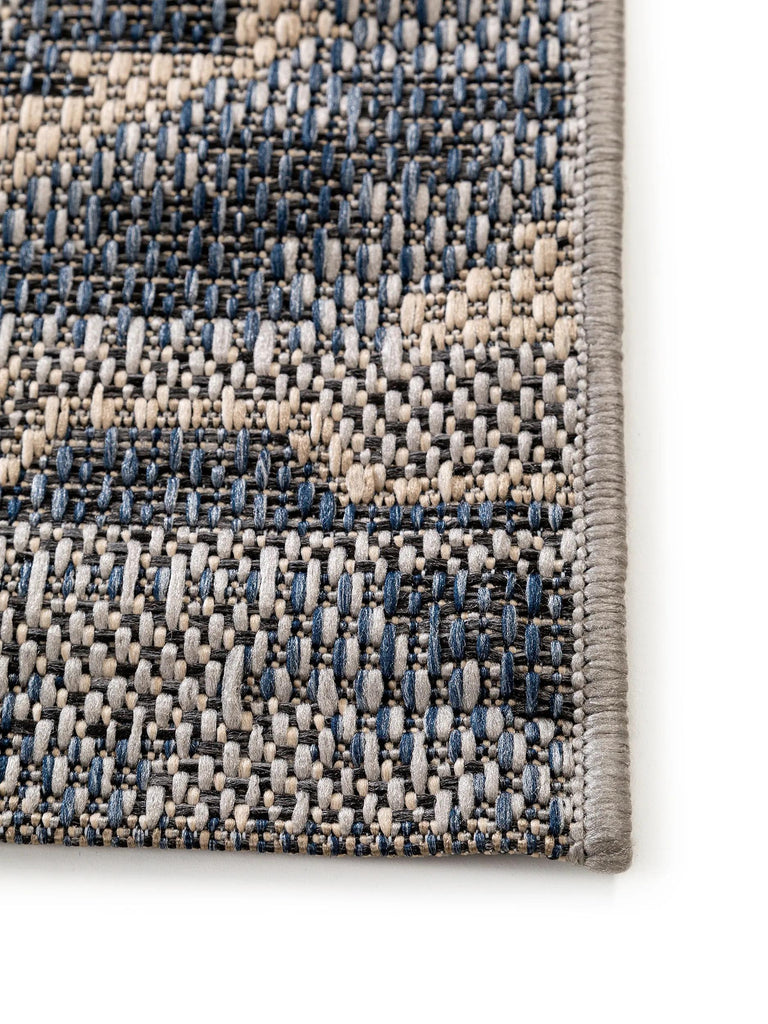 Tapis ethnique motif floral bleu et beige d'intérieur et d'extérieur 100x150 cm