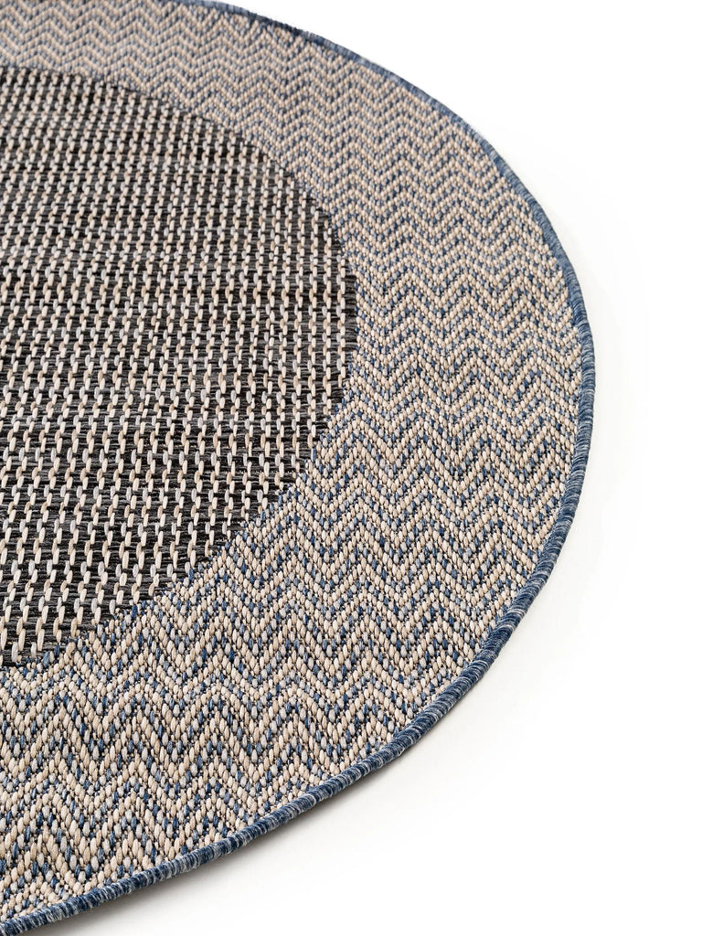 Tapis scandinave rond gris et beige d'intérieur et d'extérieur 130 cm de diamètre