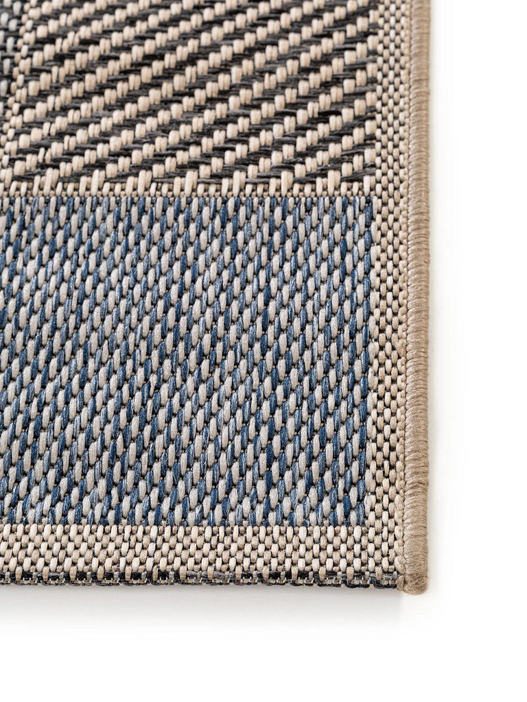 Tapis patchwork de couloir gris bleu et beige d'intérieur et d'extérieur 67x240 cm