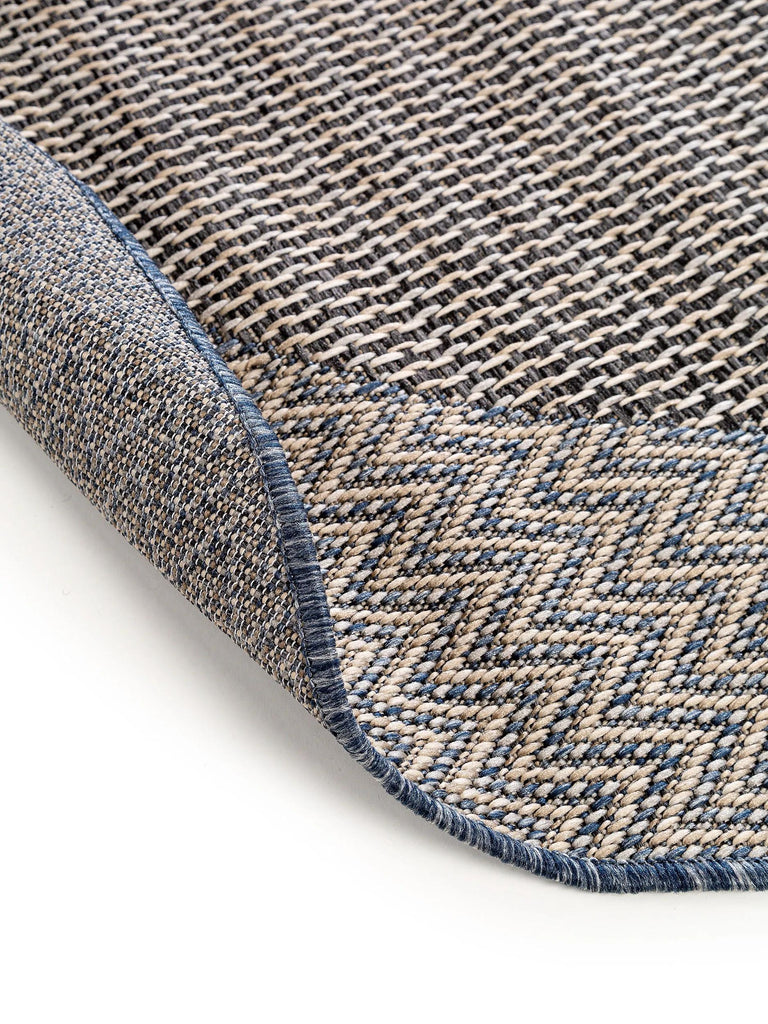 Tapis scandinave rond gris et beige d'intérieur et d'extérieur 130 cm de diamètre