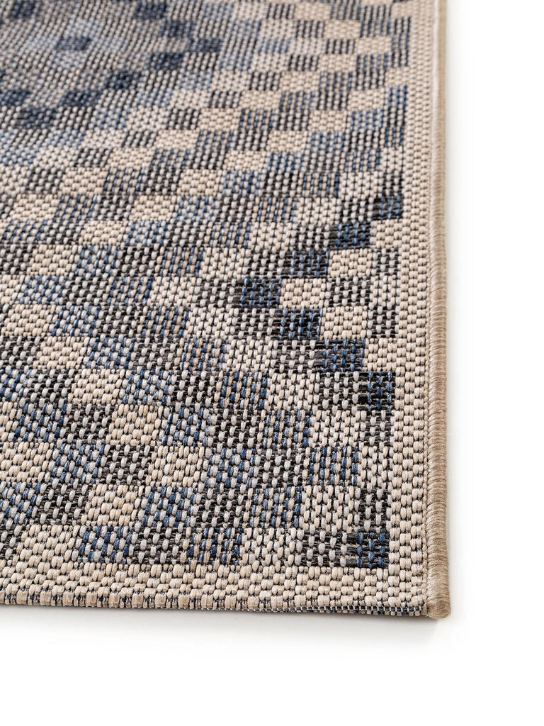 Tapis ethnique gris bleu et beige d'intérieur et d'extérieur 160x230 cm