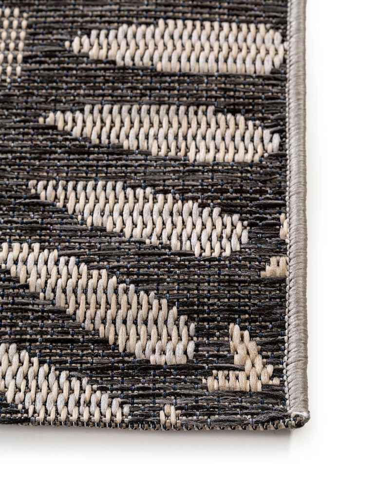 Tapis géométrique motif rosaces gris et beige d'intérieur et d'extérieur 100x150 cm