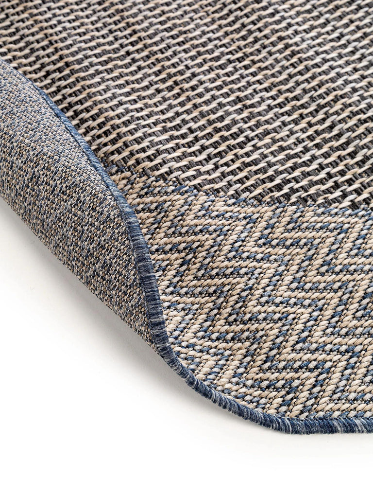 Tapis scandinave rond gris et beige d'intérieur et d'extérieur 130 cm de diamètre