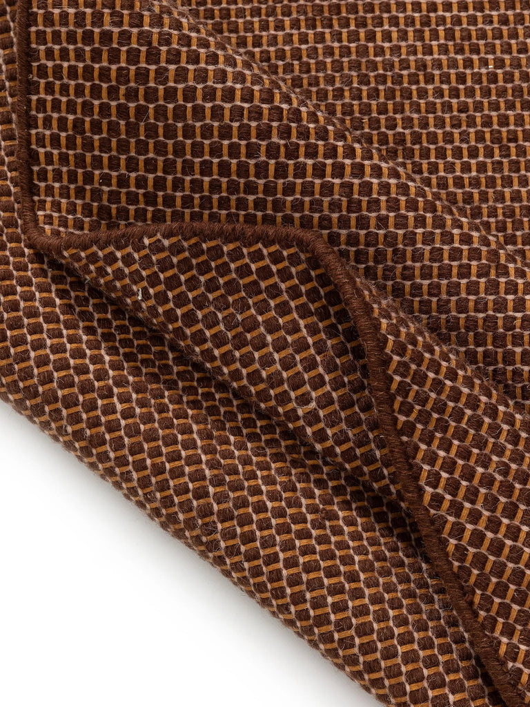 Tapis scandinave chiné rond marron en laine 150 cm de diamètre