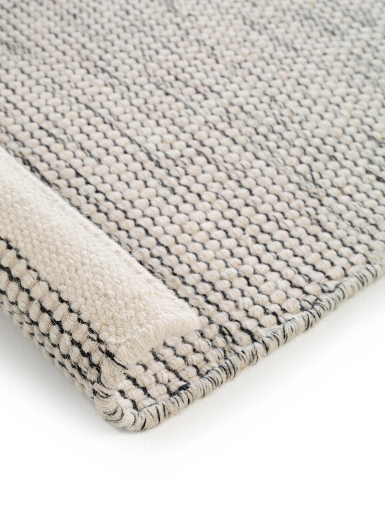 Tapis scandinave chiné descente de lit beige et noir en laine 70x200 cm
