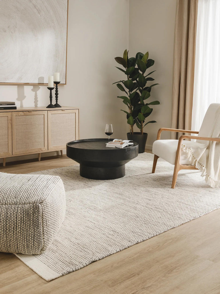 Tapis scandinave chiné beige et noir en laine 250x350 cm