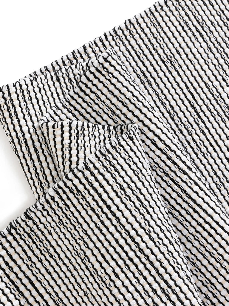 Tapis scandinave tressé en cercle de couloir noir et blanc en coton 80x250 cm