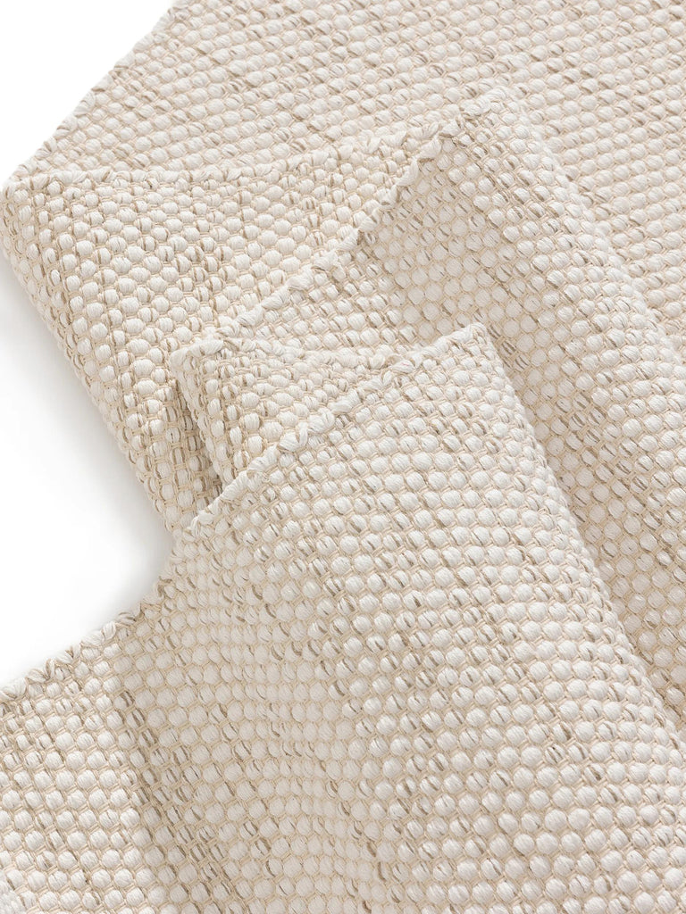 Tapis scandinave tressé en cercle de couloir crème en coton 80x250 cm