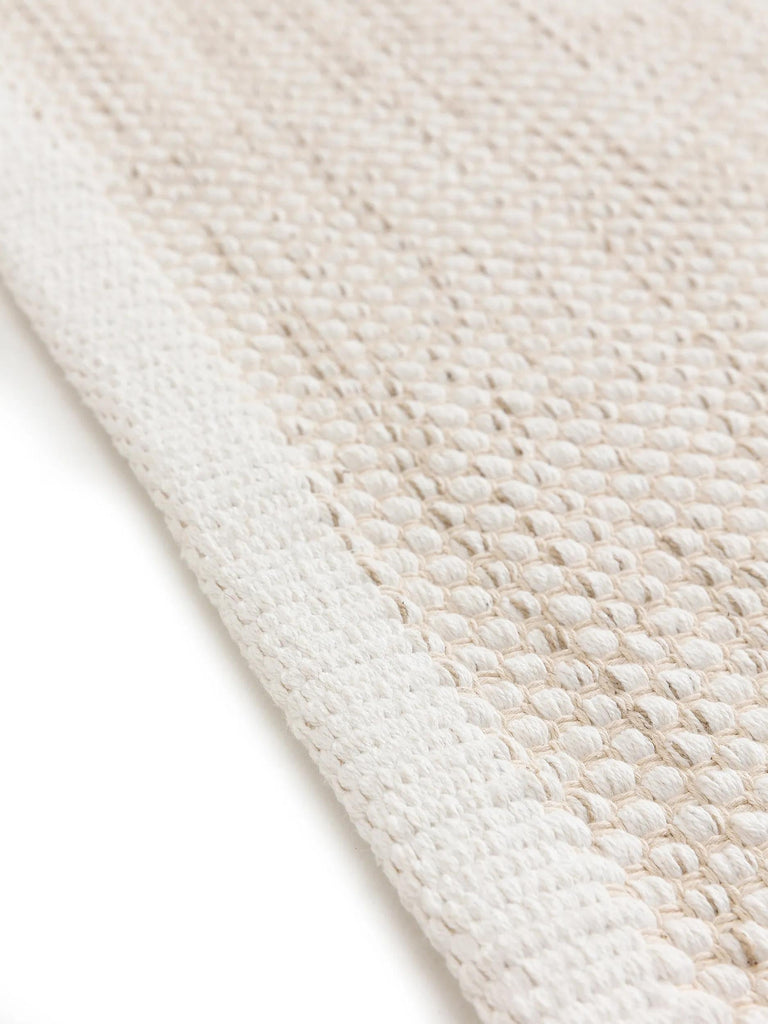 Tapis scandinave tressé en cercle de couloir crème en coton 80x250 cm