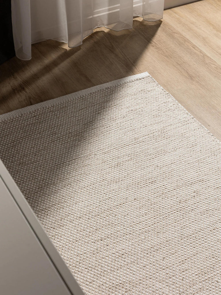 Tapis scandinave tressé en cercle de couloir crème en coton 80x250 cm