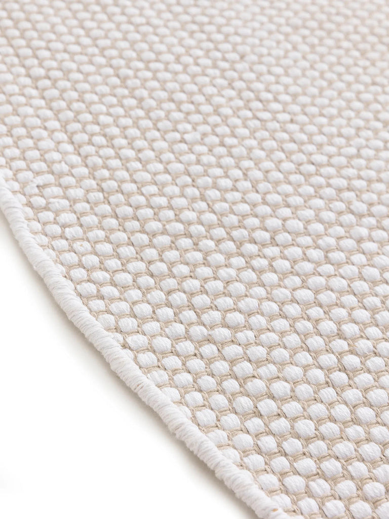 Tapis scandinave tressé en cercle rond blanc en coton 120 cm de diamètre