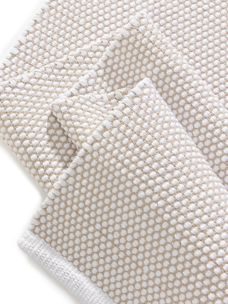 Tapis scandinave tressé en cercle de couloir blanc en coton 70x200 cm