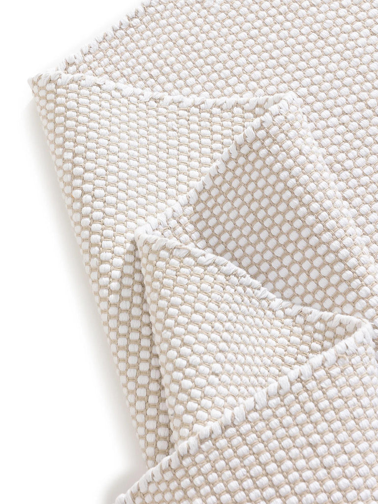 Tapis scandinave tressé en cercle blanc en coton 60x120 cm