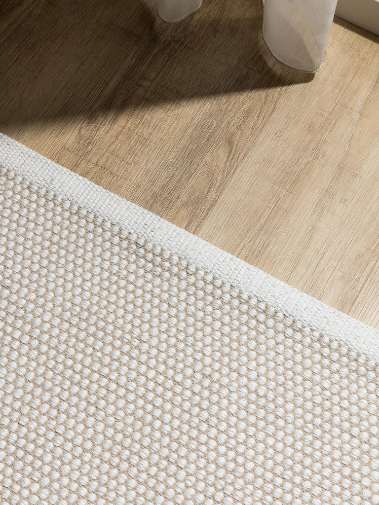 Tapis scandinave tressé en cercle blanc en coton 70x140 cm