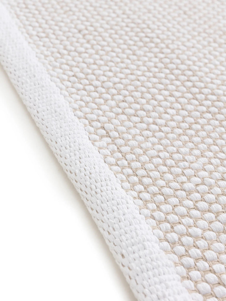 Tapis scandinave tressé en cercle blanc en coton 120x170 cm