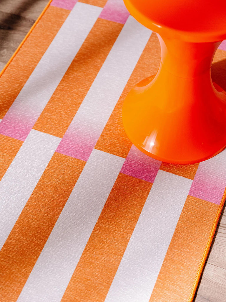 Tapis géométrique style rétro de couloir orange 70x200 cm