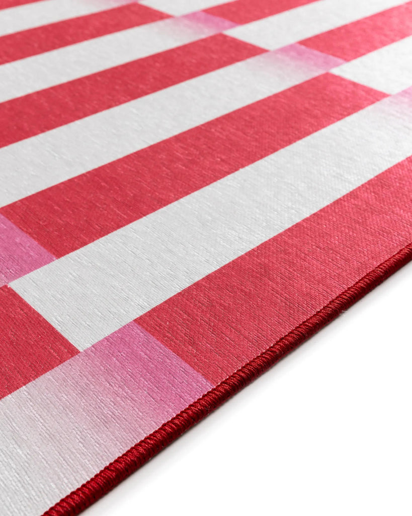 Tapis géométrique style rétro rouge et blanc 120x170 cm