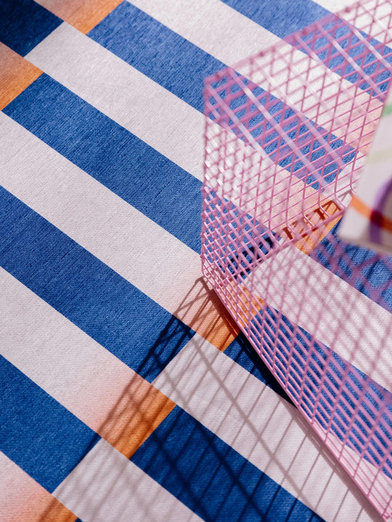 Tapis géométrique style rétro bleu et orange 160x230 cm