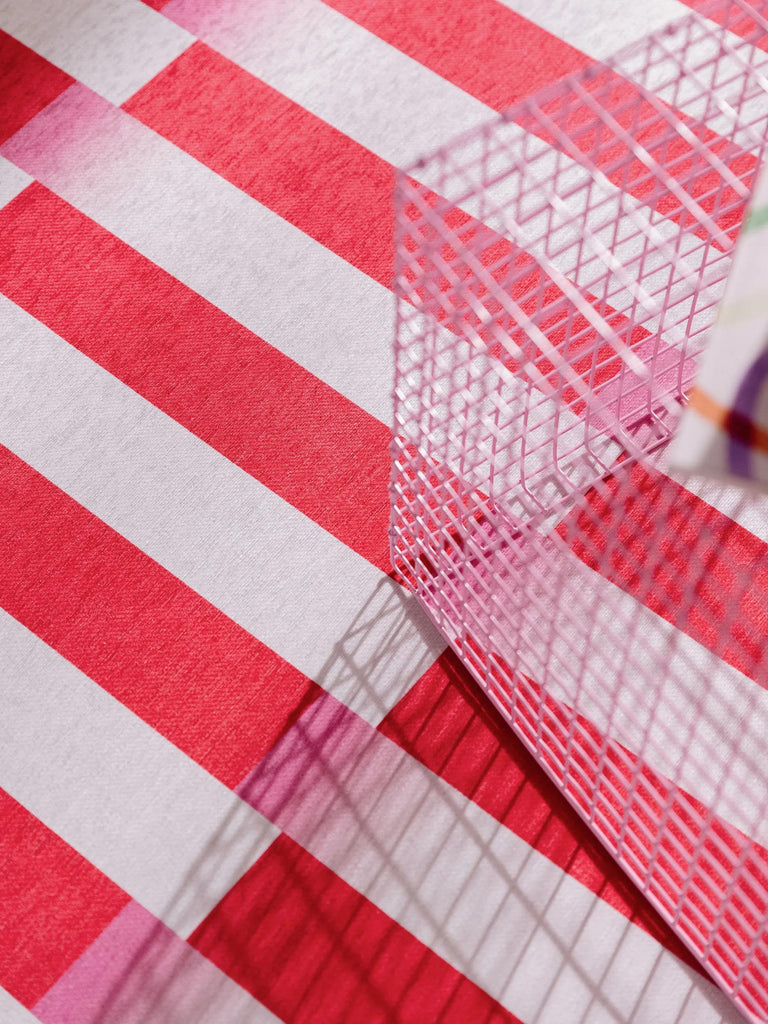 Tapis géométrique style rétro rouge et blanc 160x230 cm