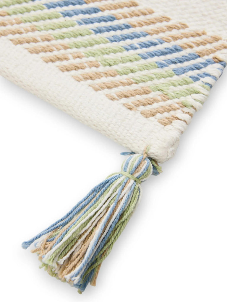 Tapis moderne  motif arche enfant bleu et vert en coton 90x130 cm