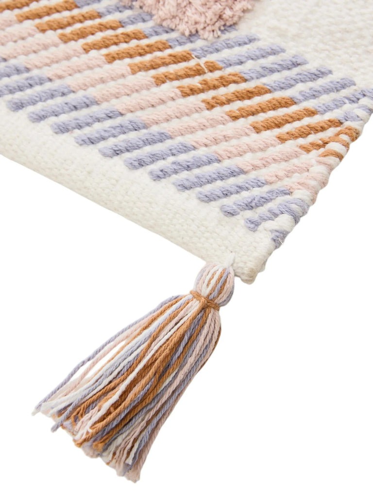 Tapis moderne  motif arche enfant rose et terracotta en coton 90x130 cm