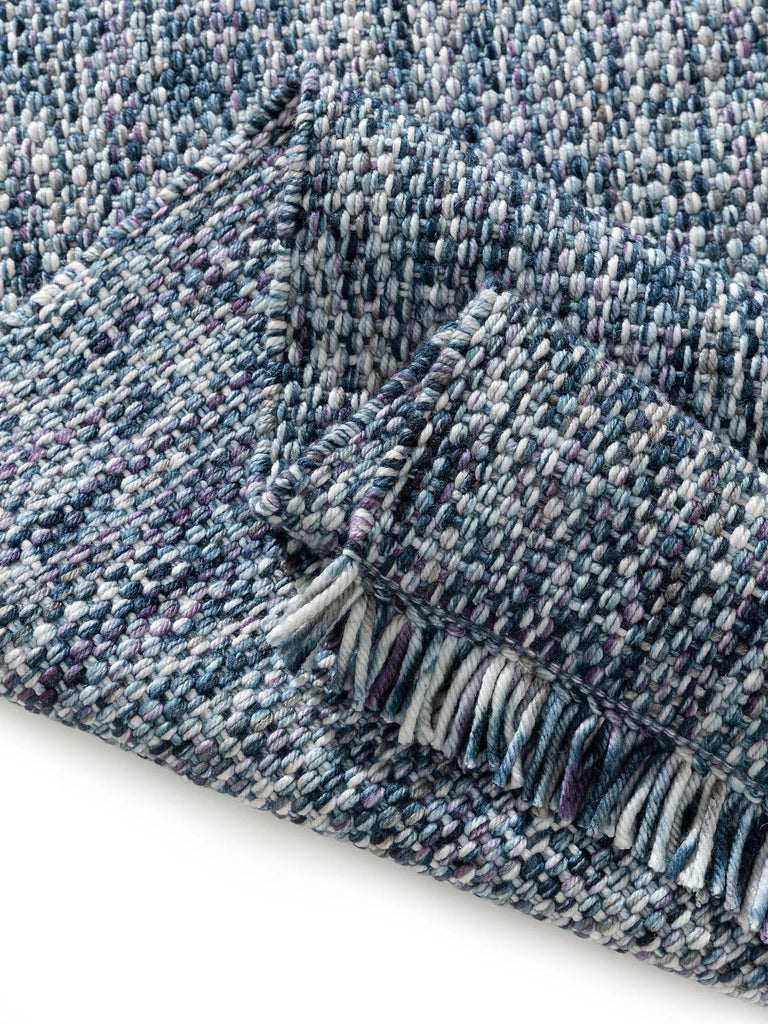 Tapis contemporain chiné à franges bleu 160x230 cm