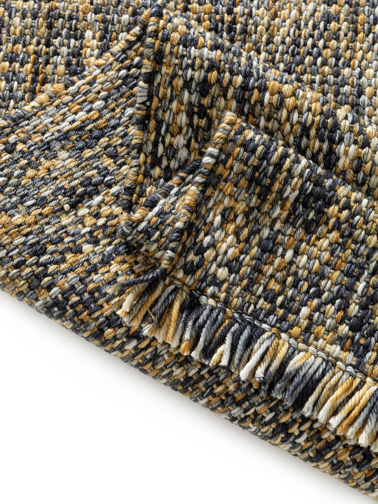 Tapis contemporain chiné à franges jaune et noir 160x230 cm