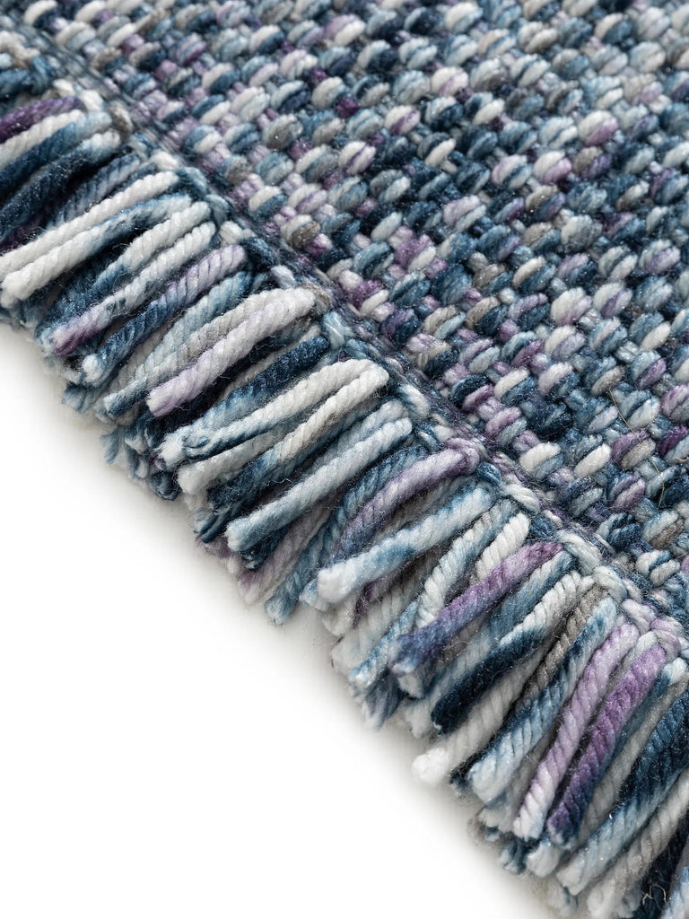 Tapis contemporain chiné à franges bleu 120x170 cm