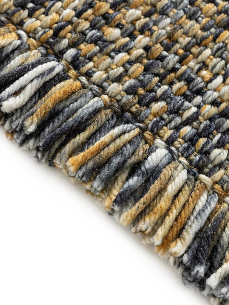 Tapis contemporain chiné à franges jaune et noir 60x100 cm