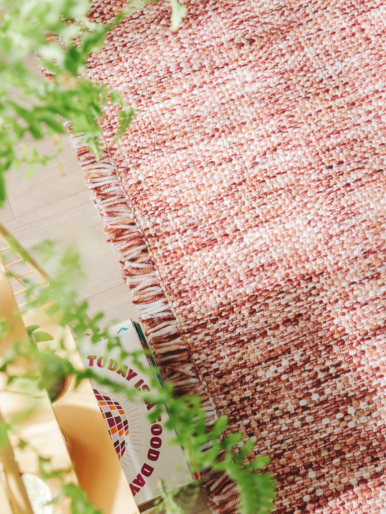 Tapis contemporain chiné à franges rouge 200x300 cm