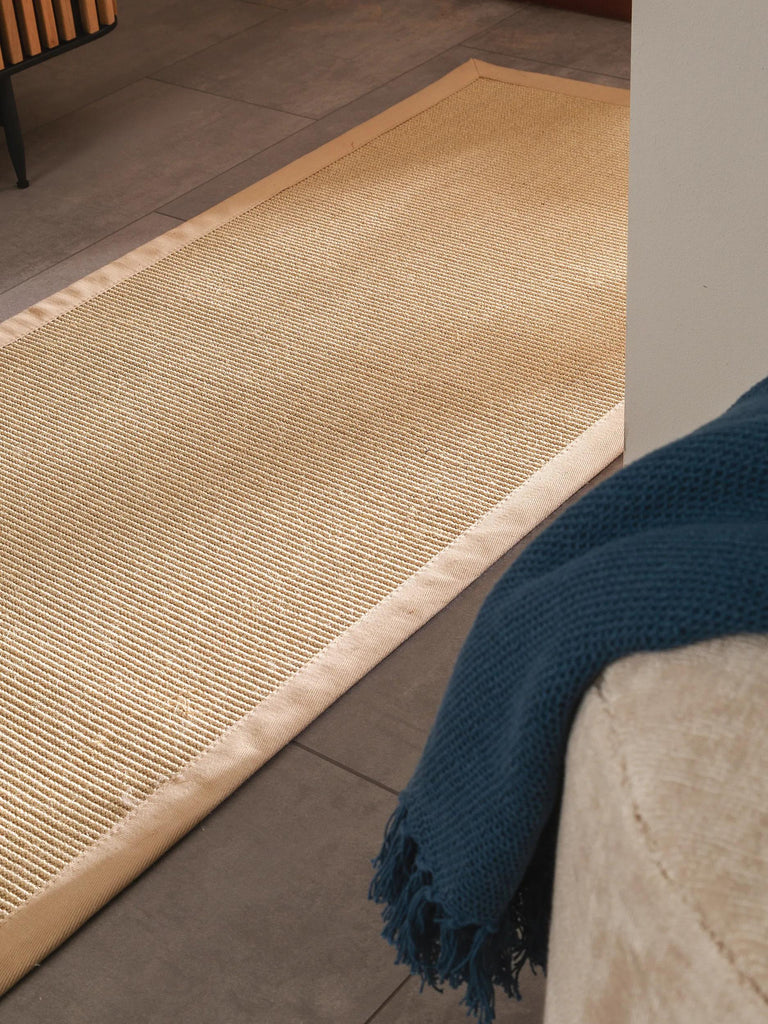Tapis scandinave de couloir crème en sisal 70x240 cm