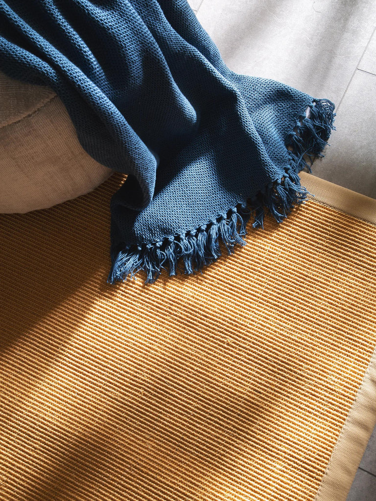 Tapis scandinave carré orange en sisal 200x200 cm