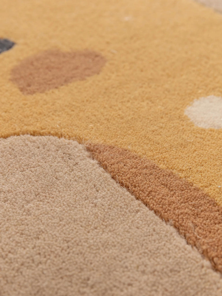 Tapis moderne  motif animaux rond enfant orange en laine 115x140 cm