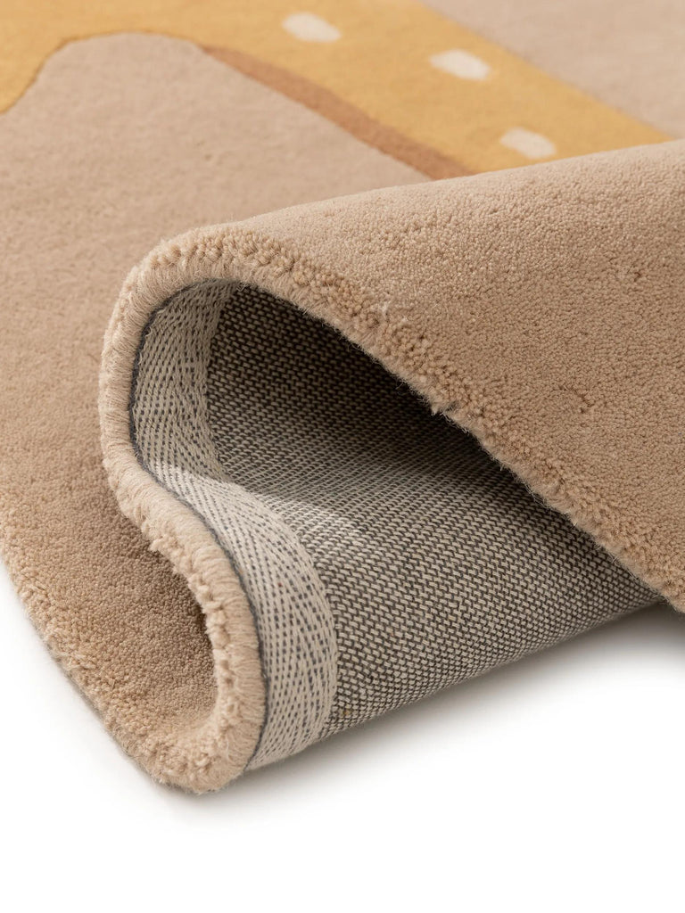 Tapis moderne  motif animaux rond enfant orange en laine 115x140 cm