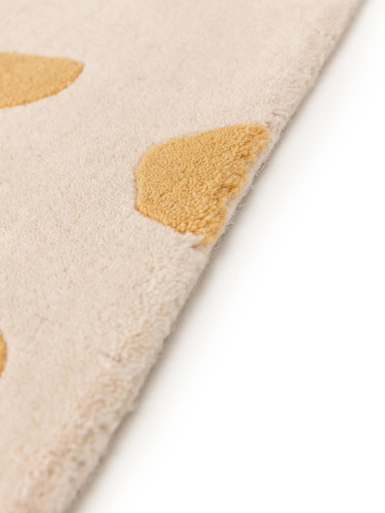 Tapis moderne  motif à pois enfant jaune en laine 120x170 cm