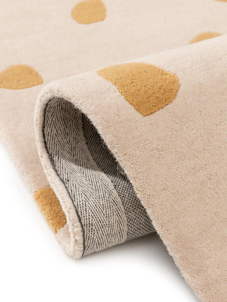 Tapis moderne  motif à pois enfant jaune en laine 120x170 cm