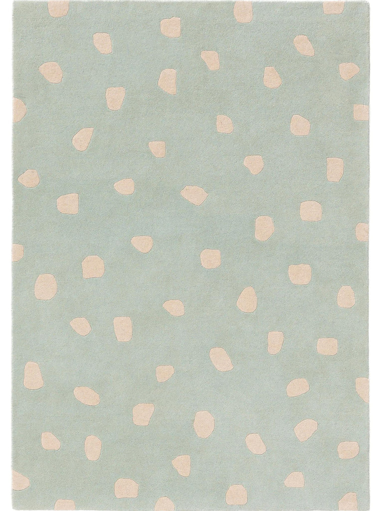 Tapis moderne  motif à pois enfant vert menthe en laine 150x220 cm