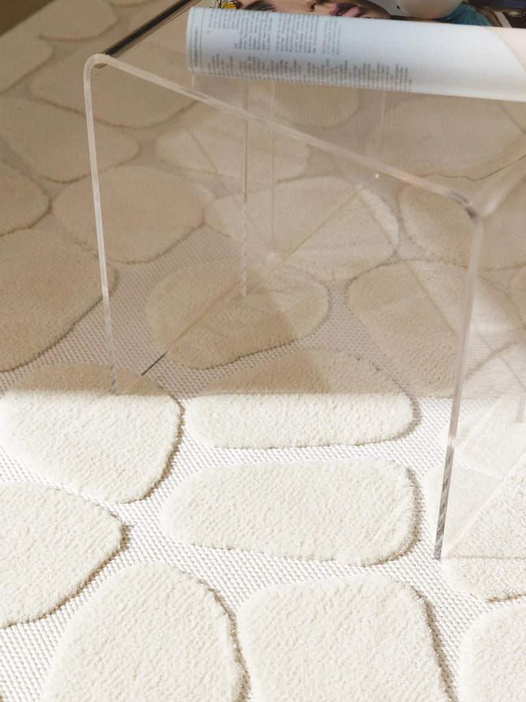 Tapis contemporain motif pierre crème 160x230 cm