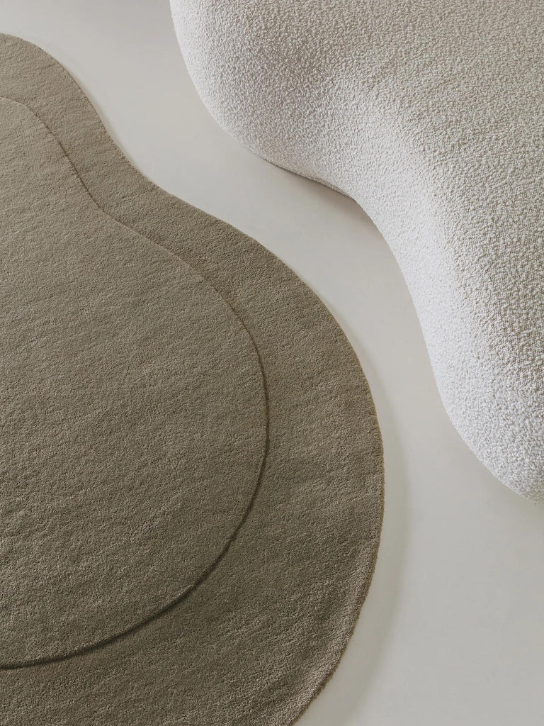 Tapis contemporain vert olive en laine 140x200 cm