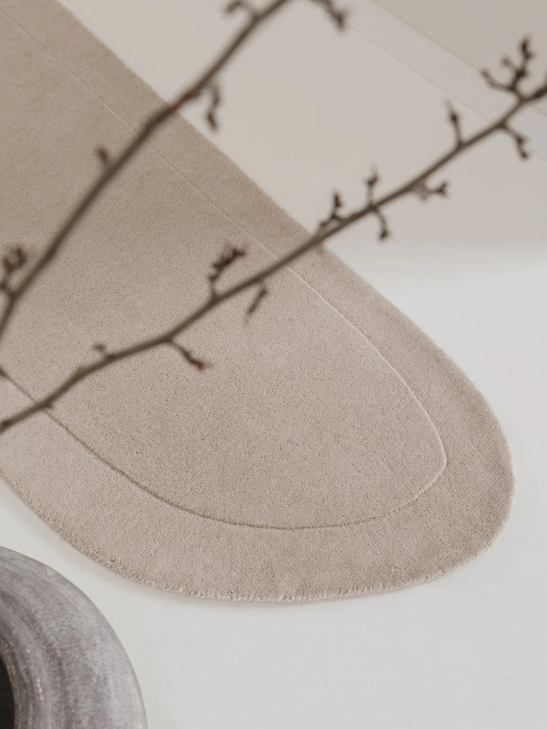 Tapis contemporain descente de lit crème en laine 80x250 cm