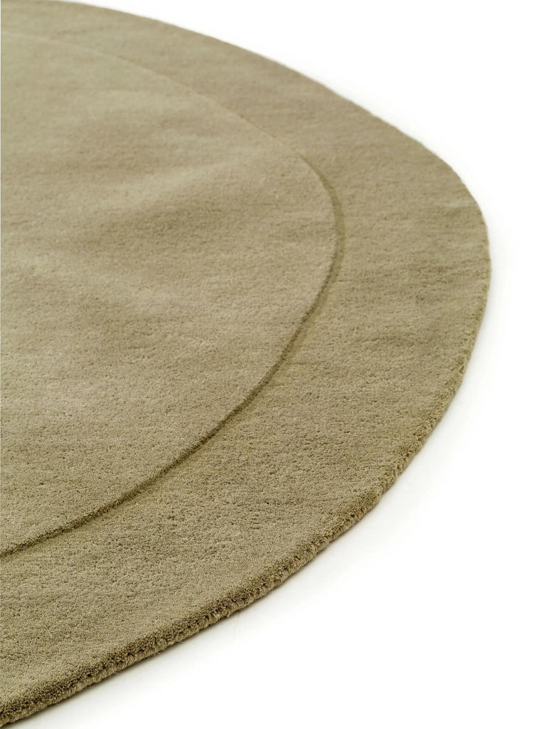 Tapis contemporain vert olive en laine 200 cm de diamètre