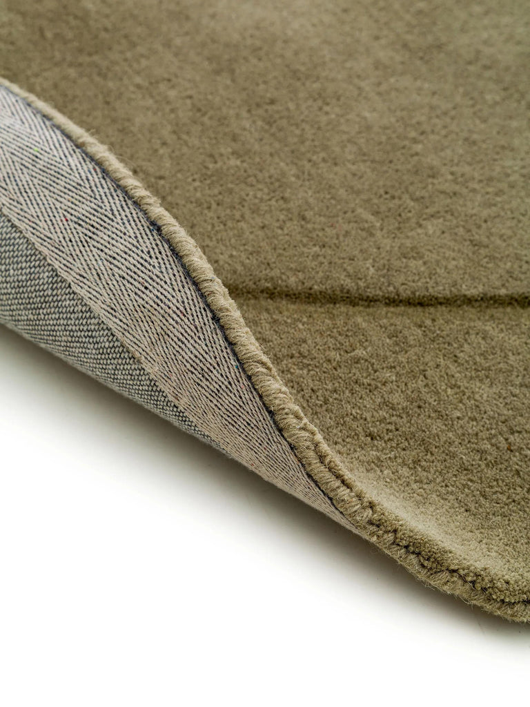 Tapis contemporain vert olive en laine 200 cm de diamètre