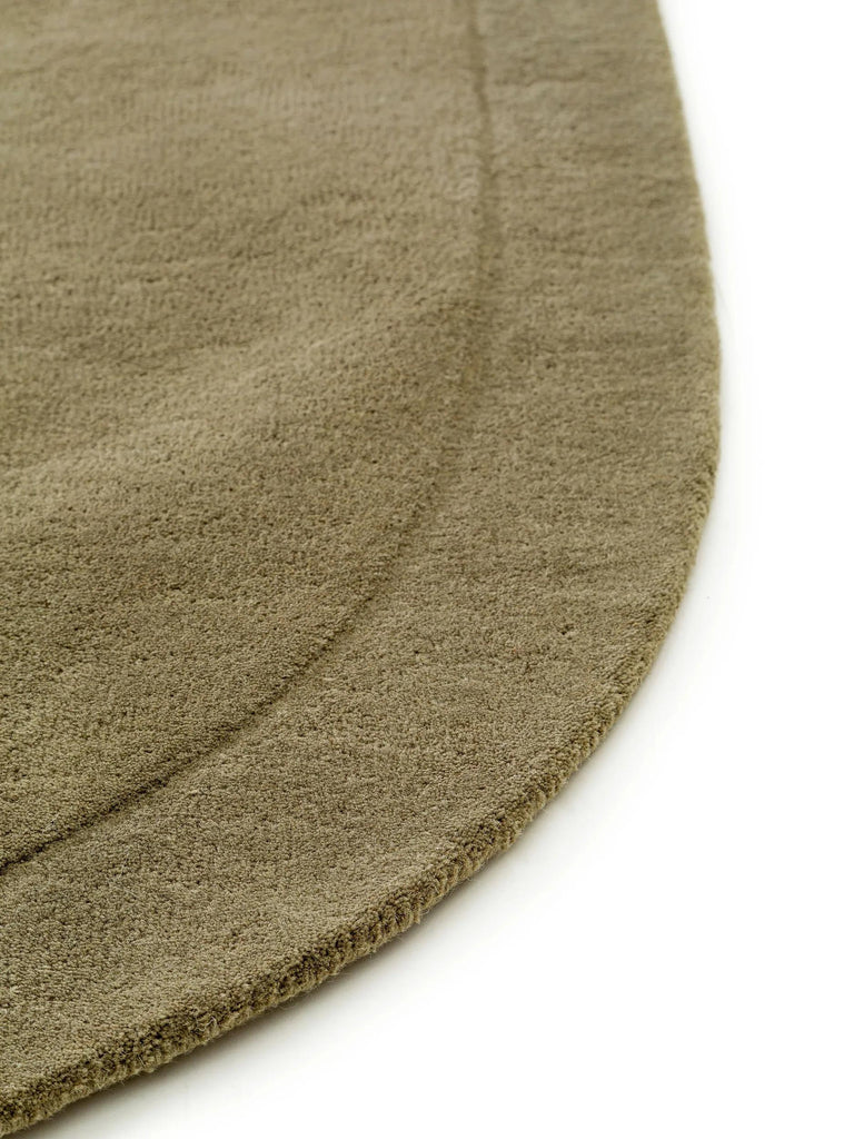 Tapis contemporain descente de lit vert olive en laine 80x250 cm