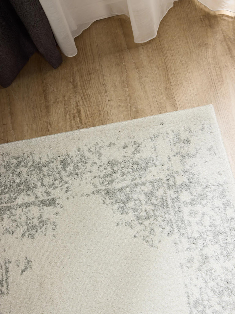 Tapis vintage motif oriental de couloir blanc et vert clair 80x240 cm