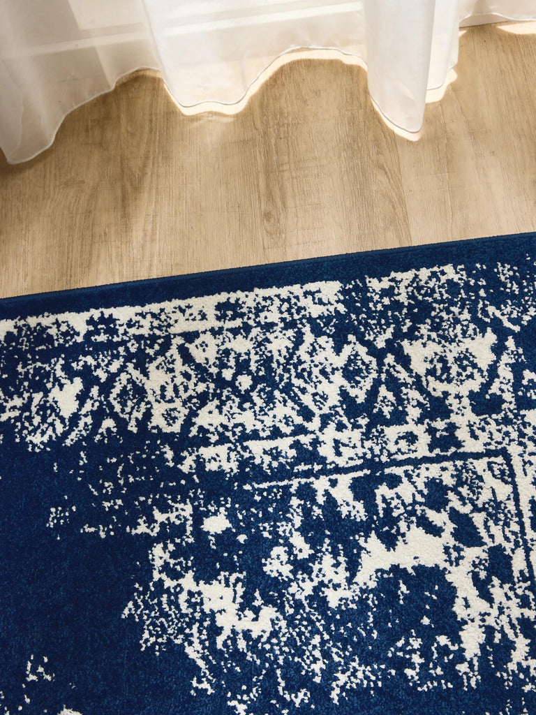 Tapis vintage motif oriental bleu foncé 120x170 cm