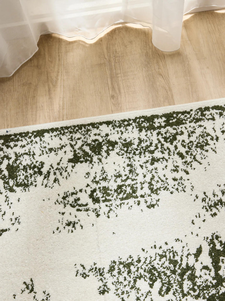 Tapis vintage motif oriental beige et vert 80x150 cm